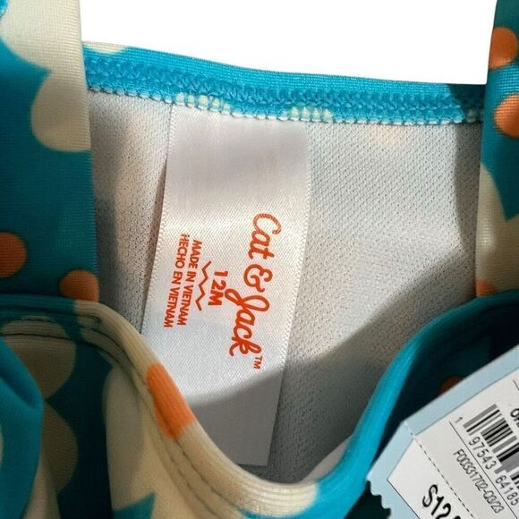 NEW Cat & Jack Baby Girls' Puff Sleeve Bikini Set Blue Floral 12 Month - Picture 3 of 7